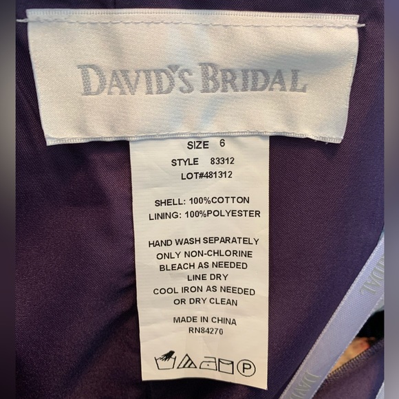 David’s Bridal Strapless Bridesmaid Dress Sz 4/6 Purple - Picture 4 of 6